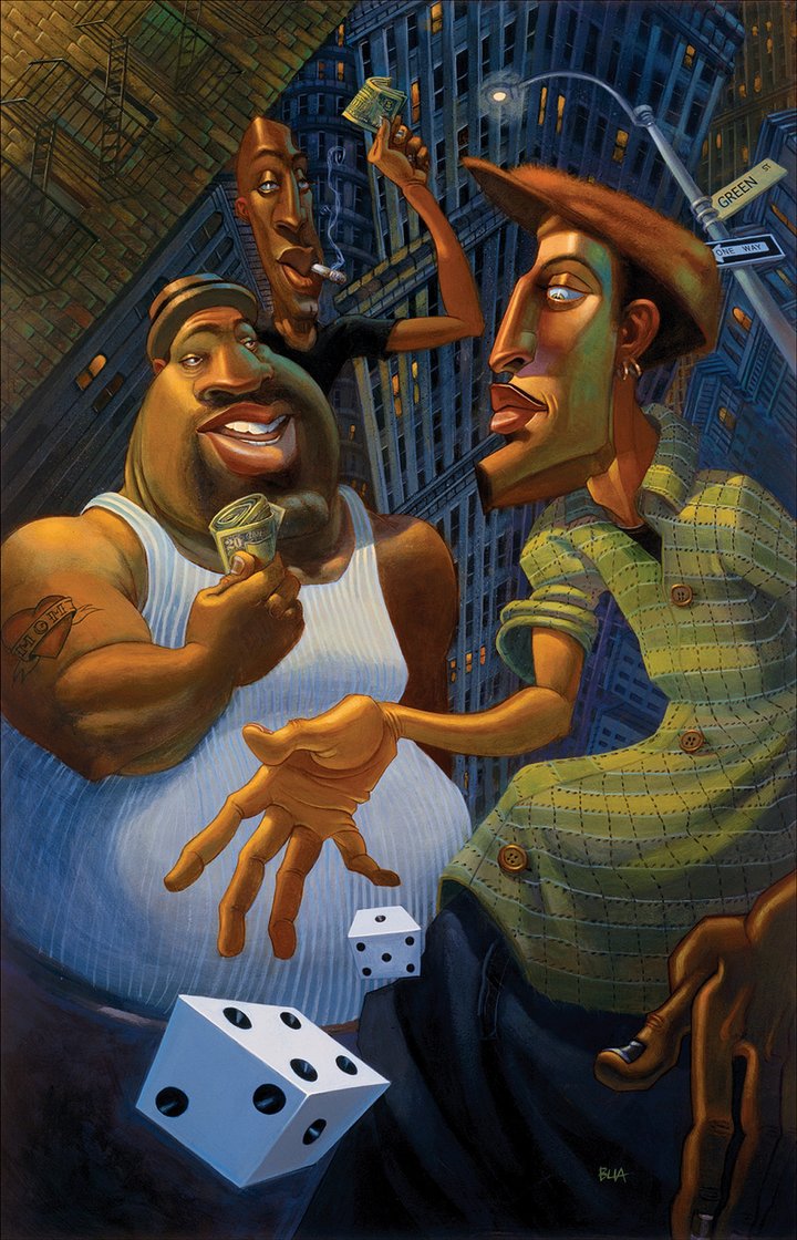 720x1120 Green St. Justin Bua Street Art Painting - Bua Painting