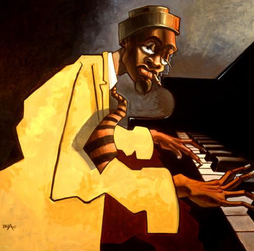 500x494 Piano Man By Justin Bua The Black Art Depot - Bua Painting