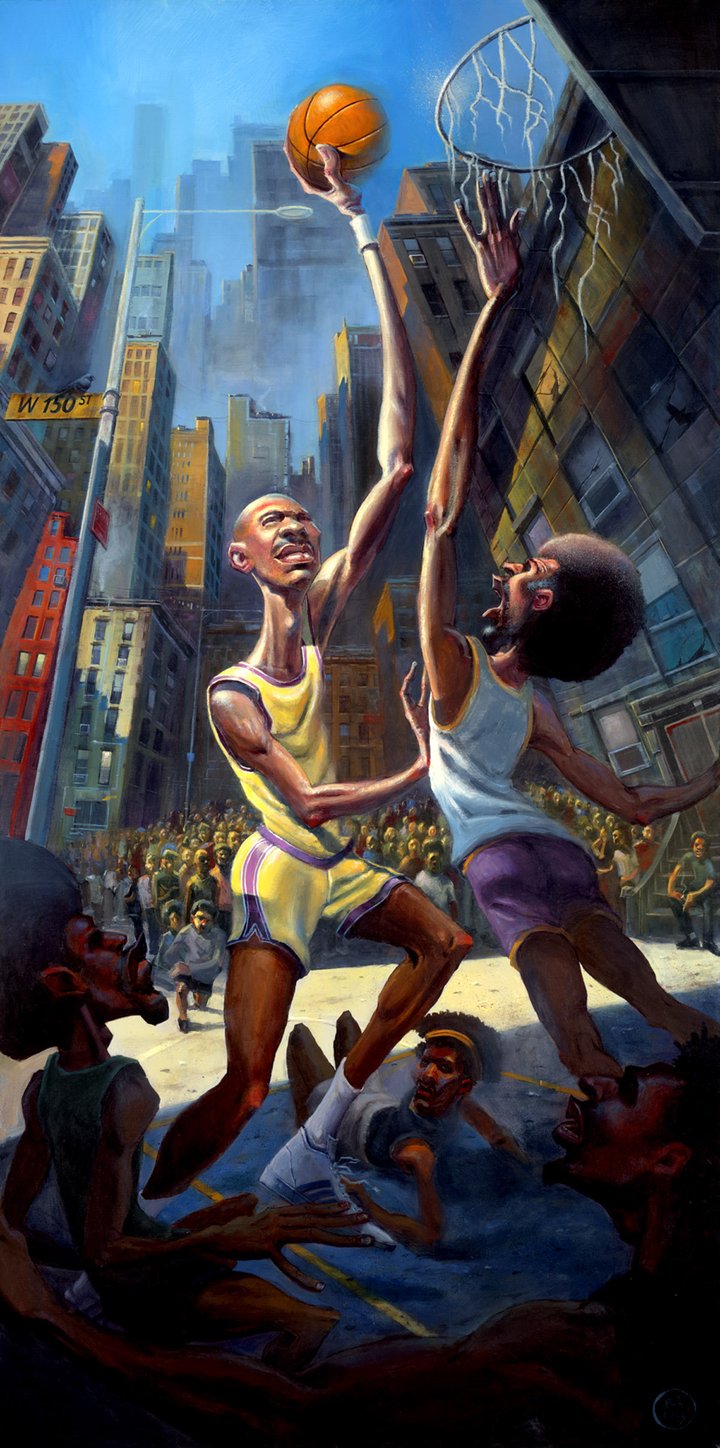 720x1448 Skyhooked Justin Bua Basketball Painting Urban Art - Bua Painting