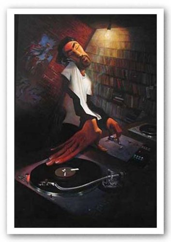 353x500 Justin Bua The D.j. Art Print Poster, Overall Size - Bua Painting