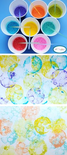 236x542 Bubble Painting. Mix Food Coloring In With Bubbles, Blow On Page - Bubble Blowing Painting