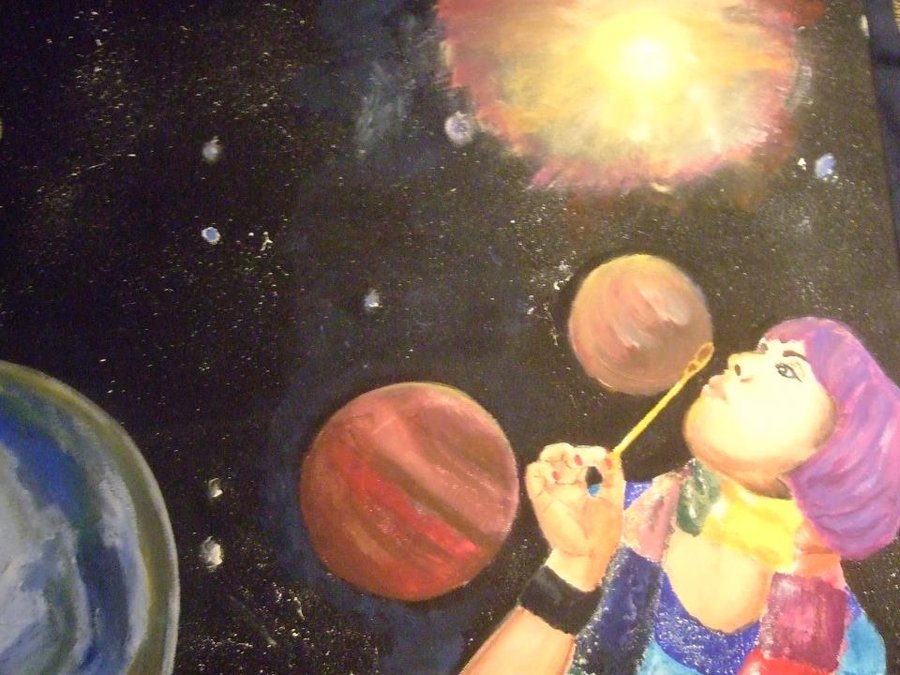 900x675 Girl Blowing Bubbles In Space. By Lillee777 - Bubble Blowing Painting