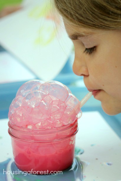 410x614 Soap Free Bubble Prints Housing A Forest - Bubble Blowing Painting