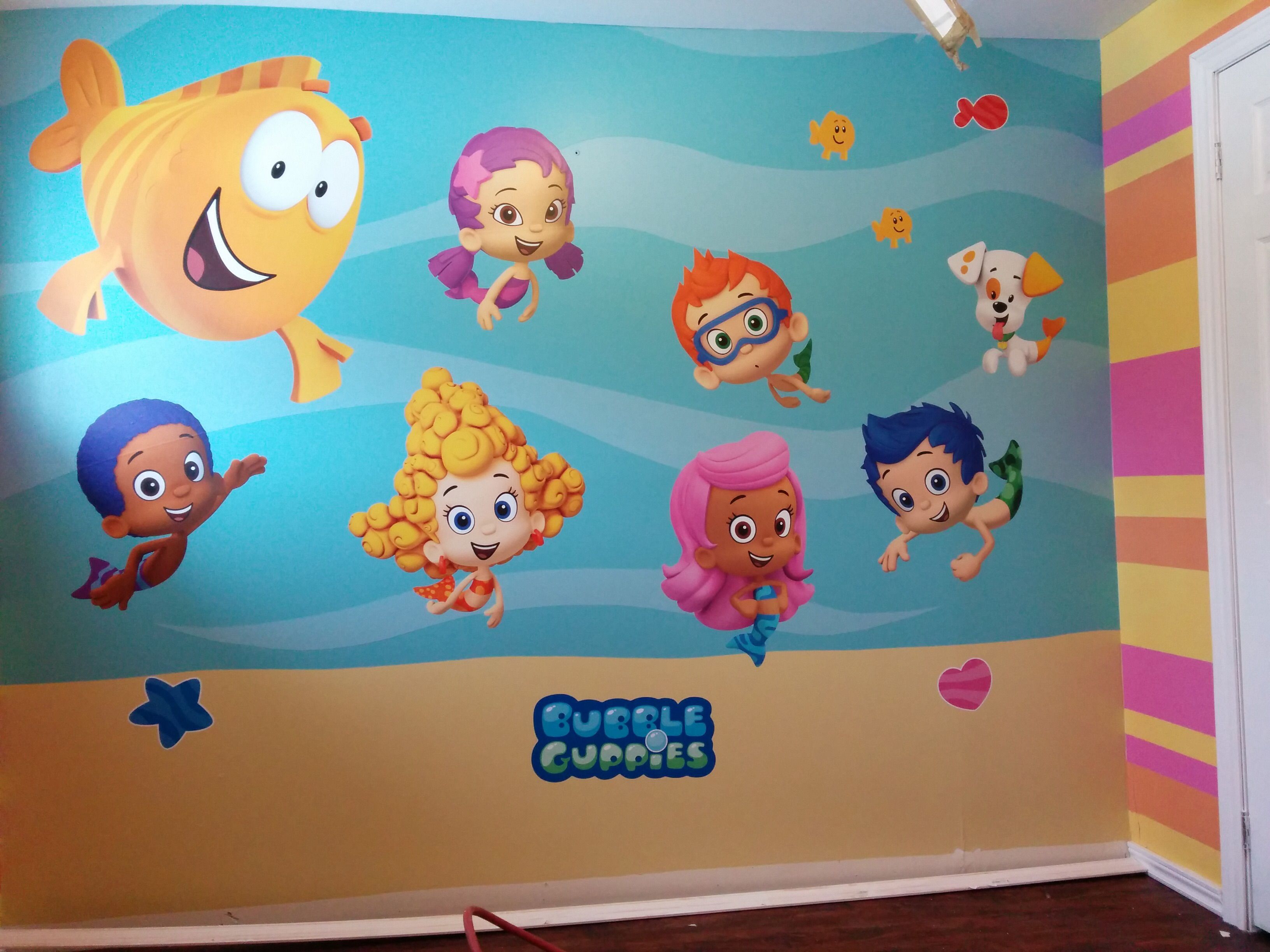 3264x2448 Bubble Guppies Mural Painted Background And Wall Decals Arias - Bubble Guppies Painting