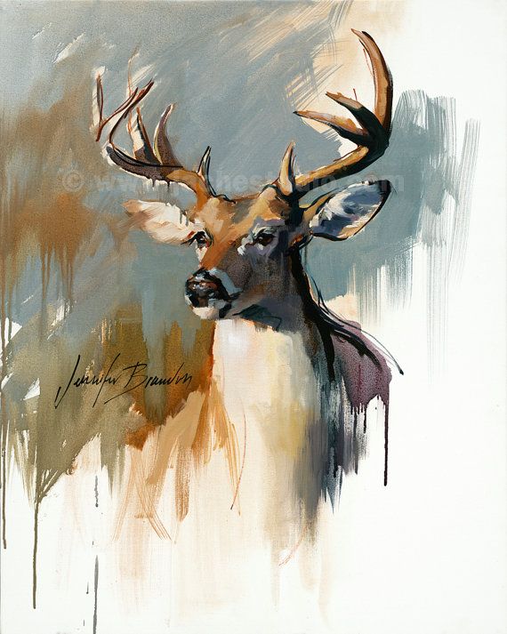 570x713 White Tailed Deer Fine Art Digital Print Archival Quality - Buck Painting