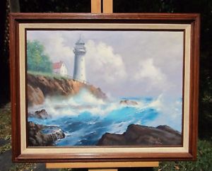300x242 Lighthouse Painting, Signed Buck Paulson Ebay - Buck Paulson Painting