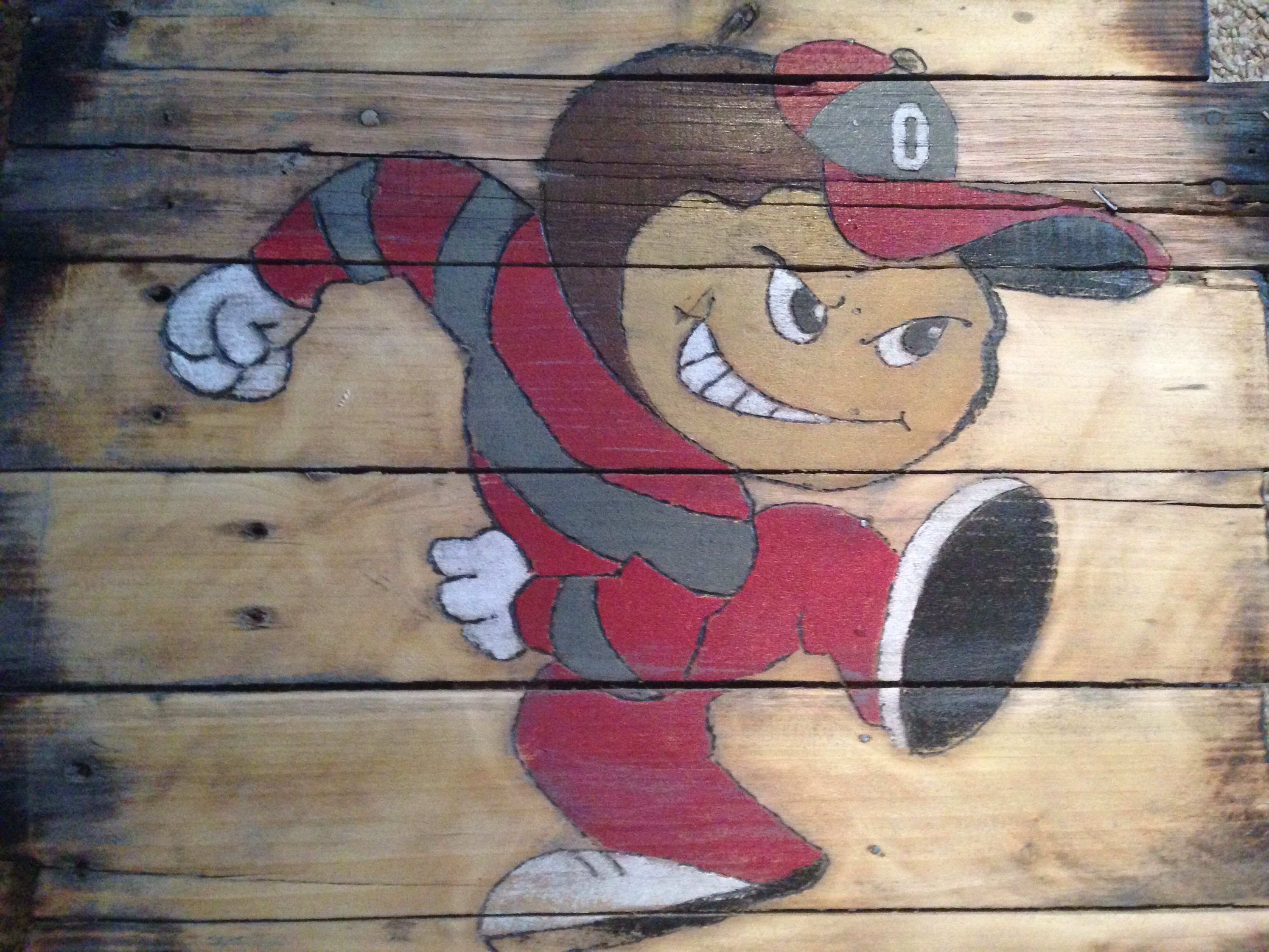 3264x2448 Ohio State Brutus Buckeye Pallet Painting. Scarlet Amp Grayosu - Buckeye Painting
