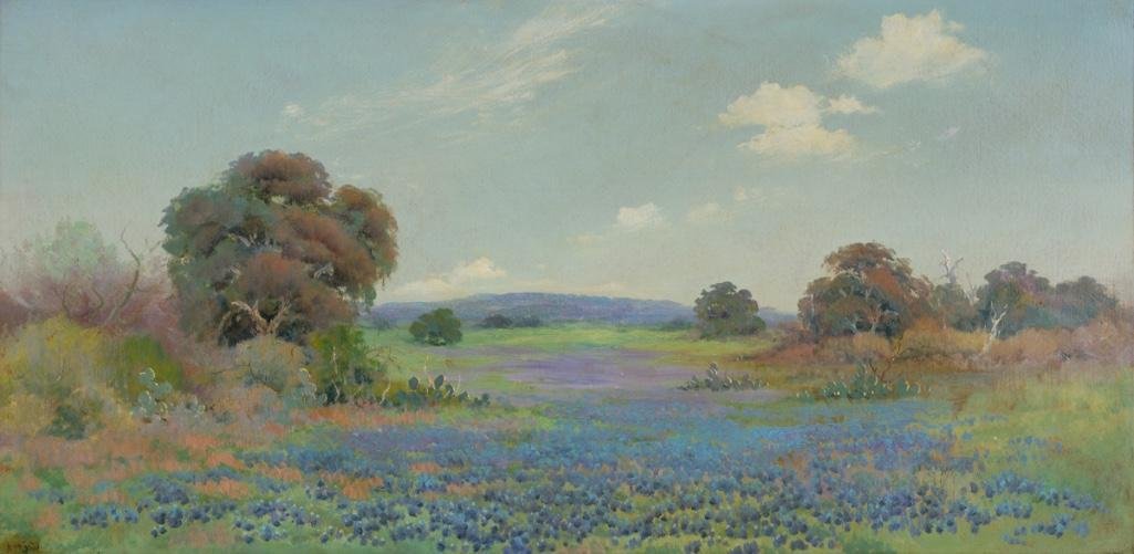 1025x501 Robert Wood (1889 1979), Bluebonnet Buckeye Painting - Buckeye Painting