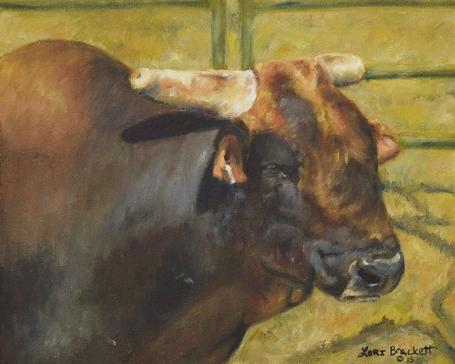 900x720 Rodeo Bull 1 Painting By Lori Brackett - Bucking Bull Painting