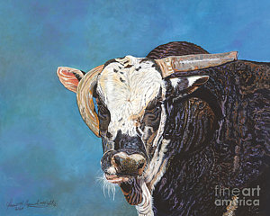 300x240 Bucking Bull Paintings Fine Art America - Bucking Bull Painting