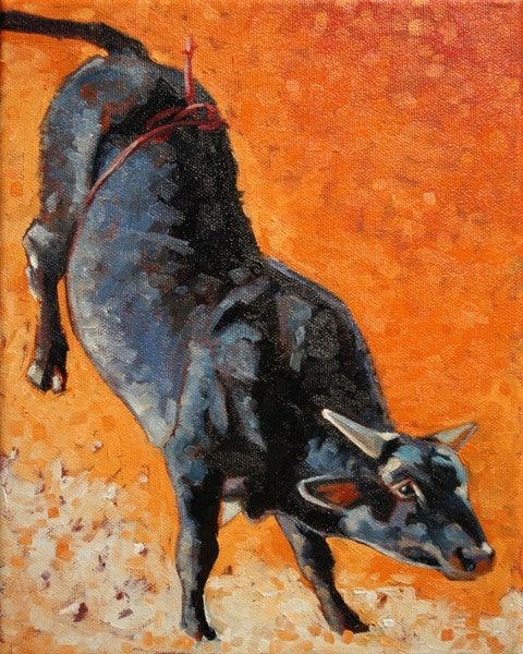 480x600 Bull Bucking - Bucking Bull Painting