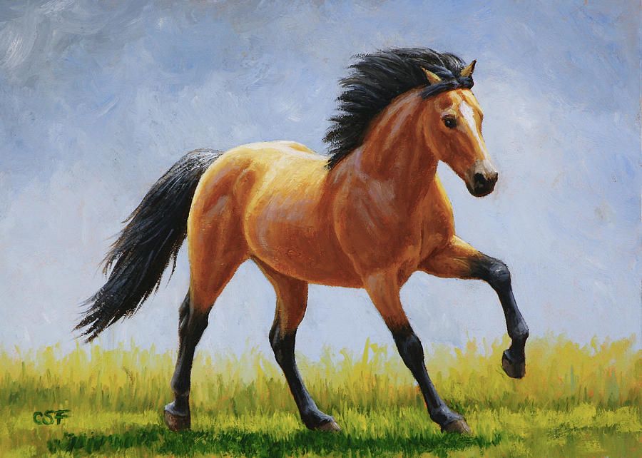 900x642 Horse Painting - Buckskin Horse Painting
