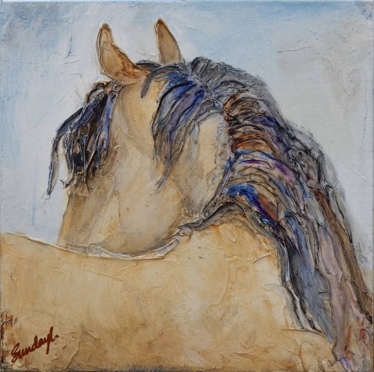 770x765 Saatchi Art Buckskin Blue Painting By Sunday L - Buckskin Horse Painting