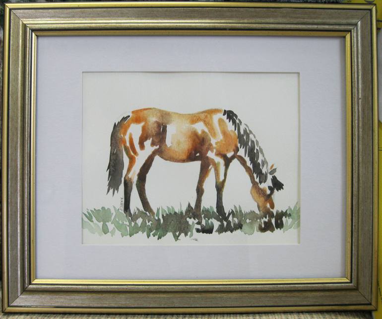 770x642 Saatchi Art Buckskin Grazing Painting By Susan Barackman - Buckskin Painting