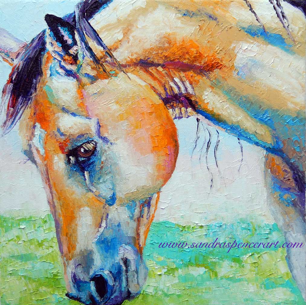 1012x1008 Painting A Buckskin Horse, And A Nubian Goat (1122114) Sandra - Buckskin Painting