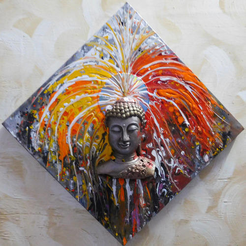 500x500 3d Buddha Canvas Painting, Canvas Chitrakari, - Buddha Canvas Painting