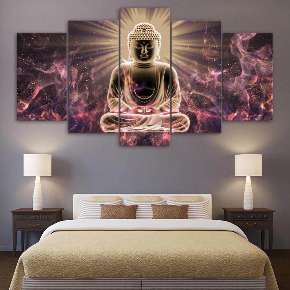 960x960 5 Pieces Wall Art Buddha Canvas Painting Babyfamilyhome - Buddha Canvas Painting