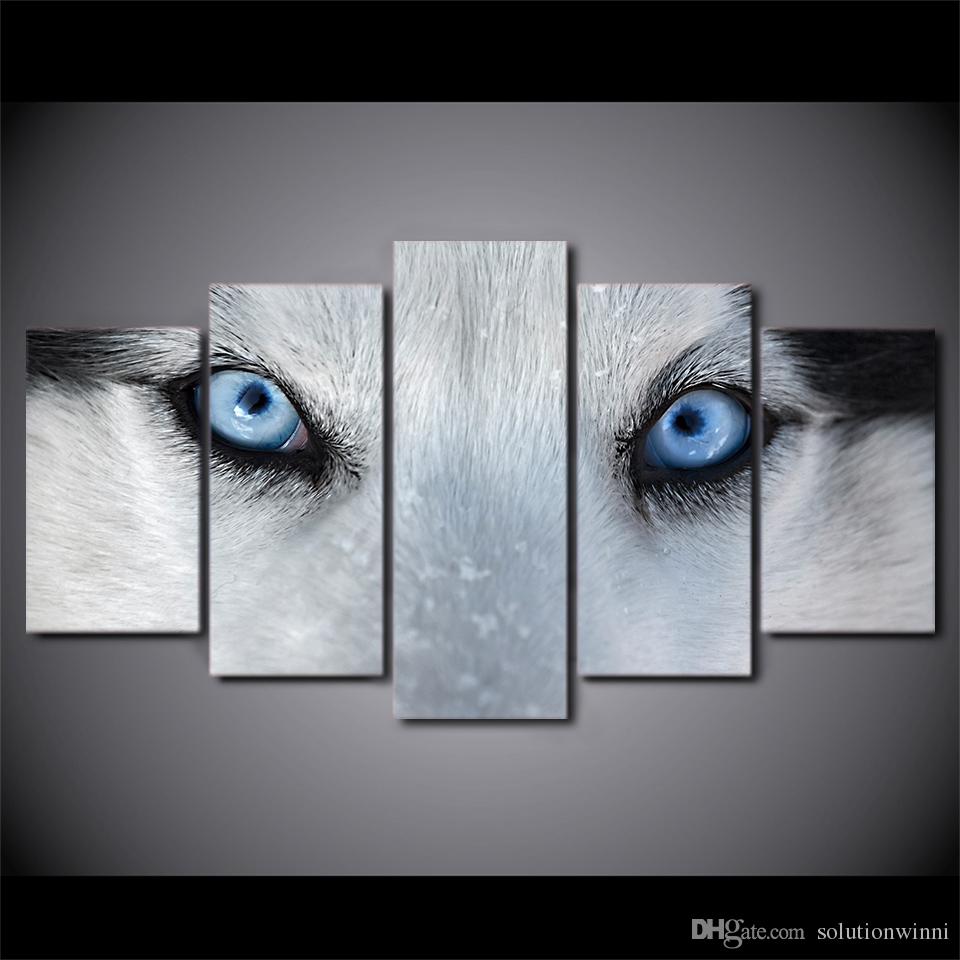 960x960 Framed Printed Wolf Blue Eyes Painting Poster Home Wall Decor - Buddha Eyes Painting