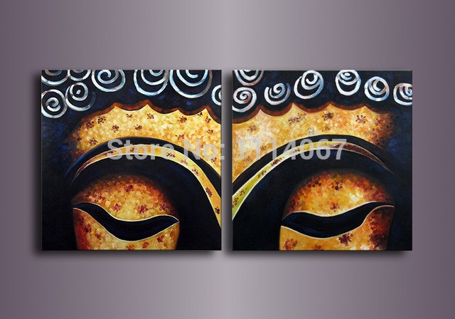 640x448 High Quality Face Eyes Of Buddha On Canvas Yellow Oil Painting 2 - Buddha Eyes Painting