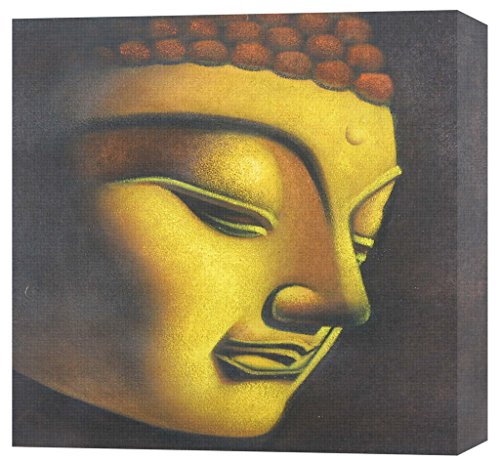 500x464 Peaceful Buddha Face Canvas Oil Painting Print With Wooden - Buddha Face Painting Canvas