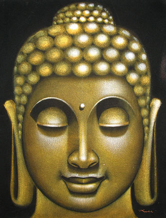 342x450 Bali Painting Buddha Paintings - Buddha Face Painting Canvas