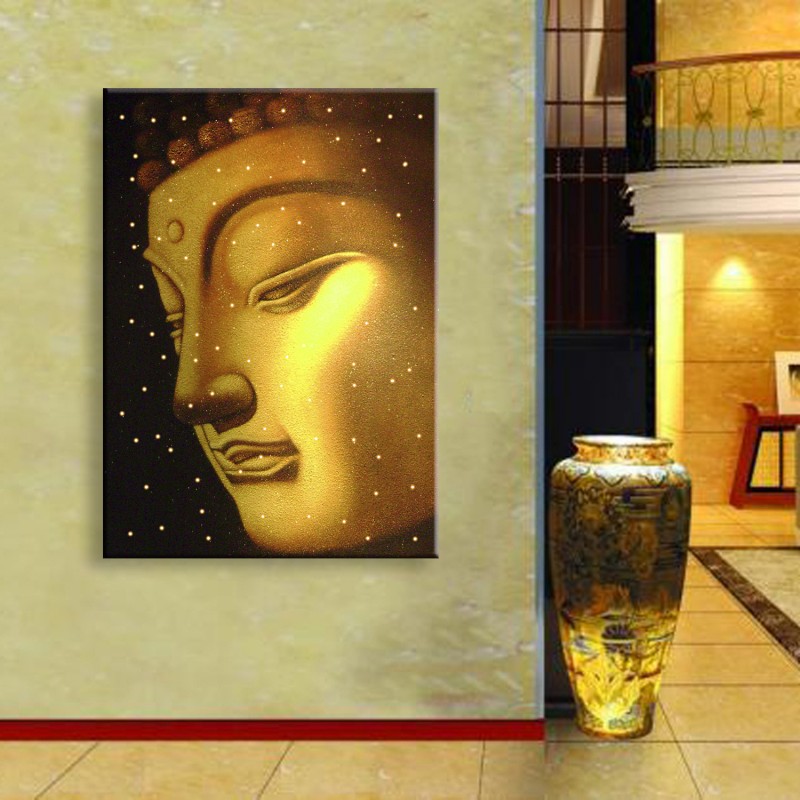 800x800 Buddha Face Painting Canvas With Led Lighting Bcp002 China - Buddha Face Painting Canvas