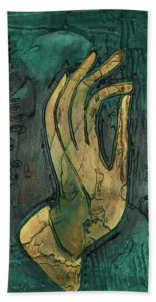 500x967 Sotapanna 2 Buddha Hand Painting With Unalome Symbols Beach Towel - Buddha Hand Painting