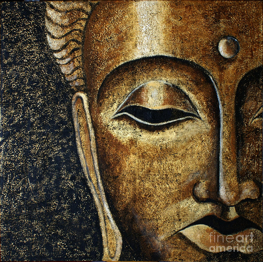 900x896 Buddha's Head I Painting By Paulina Garoa - Buddha Head Painting