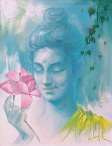 375x486 Buddha With Lotus Paintings For Sale Saatchi Art - Buddha Lotus Painting