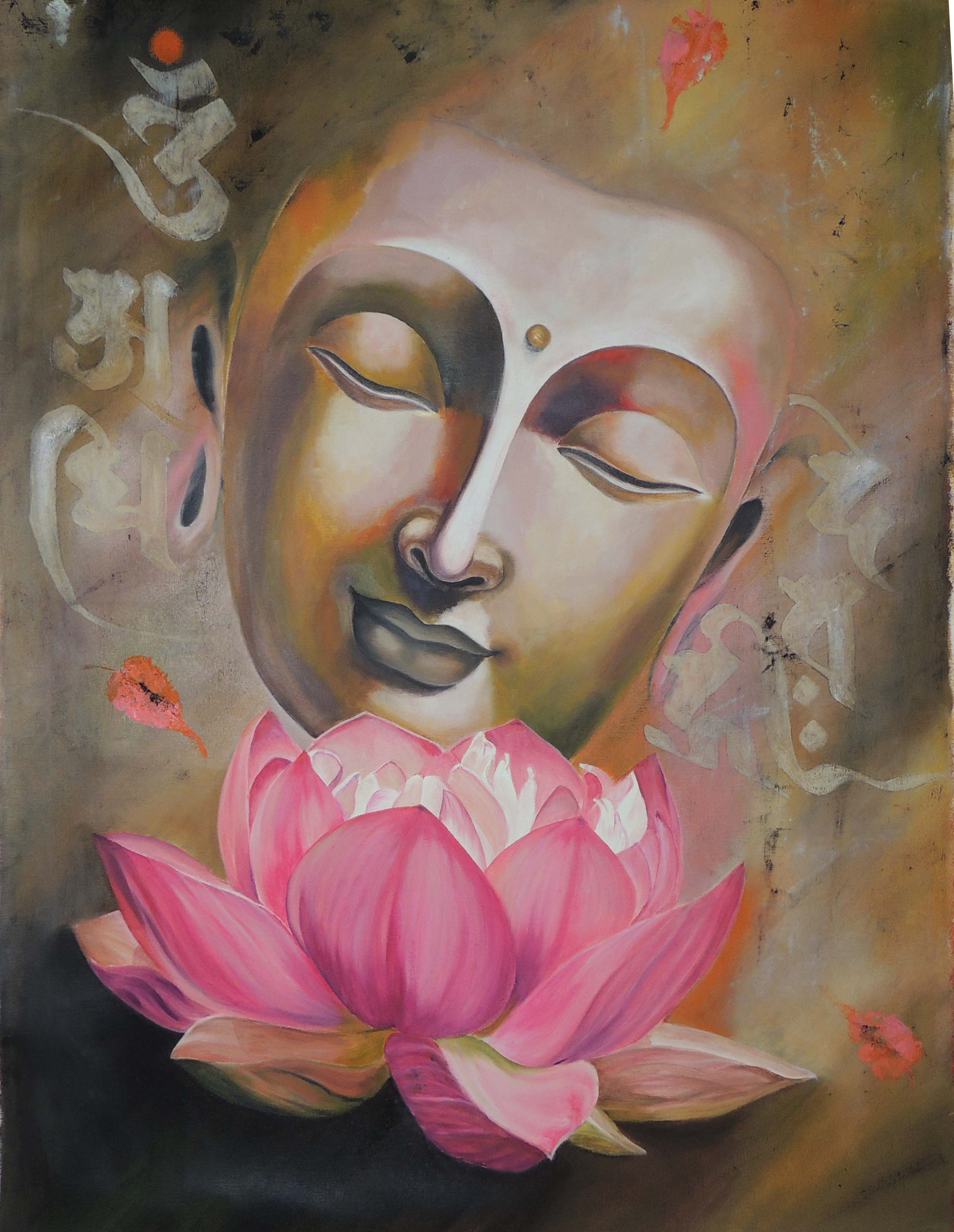 2936x3792 Buy Painting Vipasana Artwork No 6159 By Indian Artist Arti Naahar - Buddha Lotus Painting