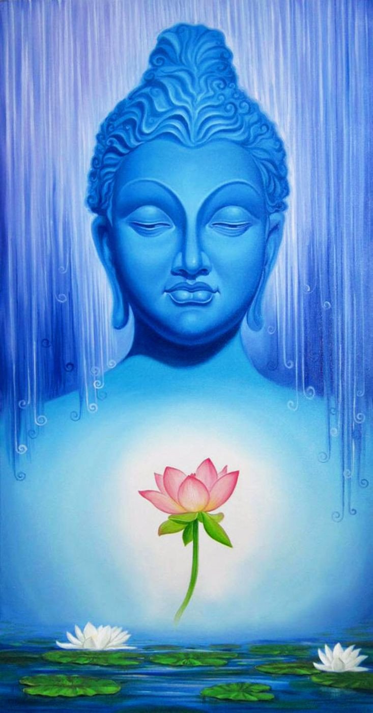 733x1400 Painting - Buddha Lotus Painting