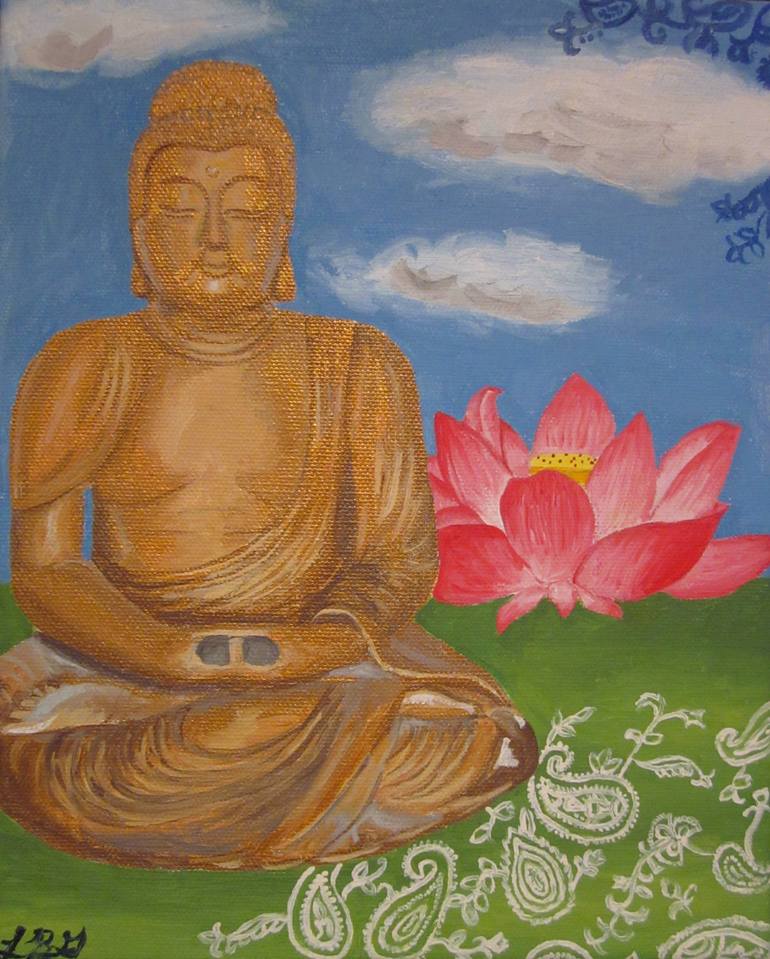 770x959 Saatchi Art Buddha Amp Lotus Painting By Lauren Goldberg - Buddha Lotus Painting