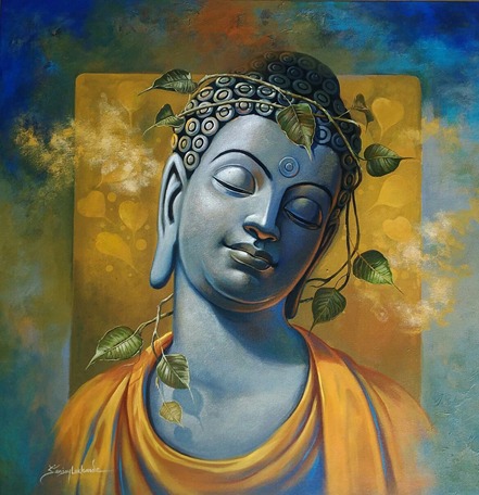 441x456 Gautama Buddha By Artist Sanjay Lokhande Religious Art Acrylic - Buddha Painting