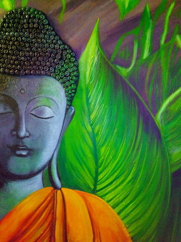 375x500 Handmade Buddha Painting, Canvas Paintings - Buddha Painting