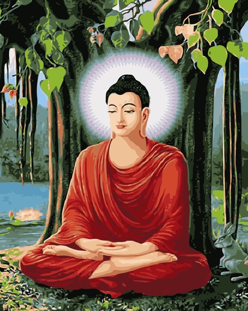 512x640 Mahuaf I811 Bodhi Tree Buddha Painting Coloring By Numbers Digital - Buddha Painting