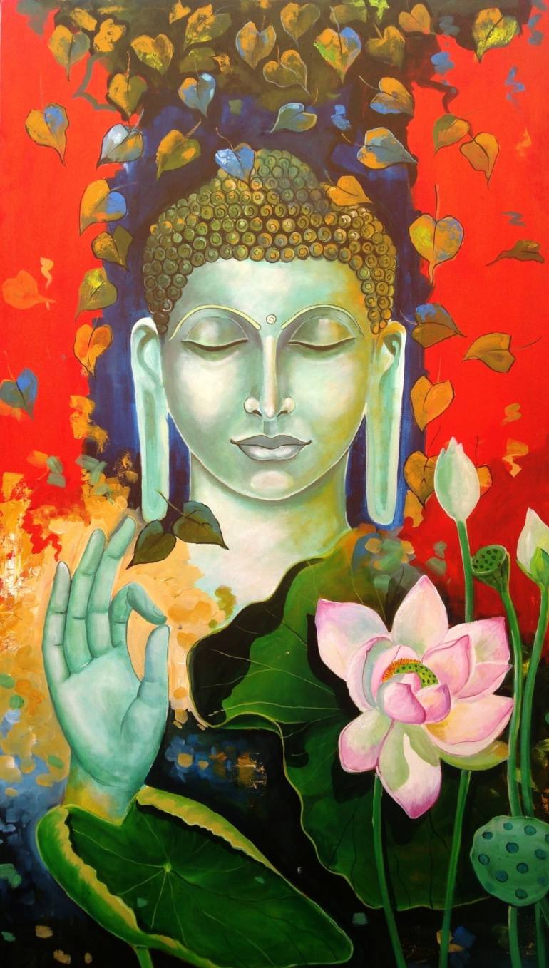 770x1358 Saatchi Art Blessing Buddha Painting By Arjun Das - Buddha Painting