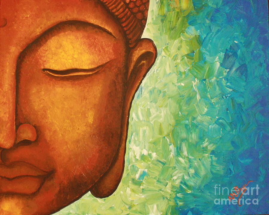 900x719 Awakening Buddha Painting By Nithyasartstudio Art - Buddha Painting Abstract