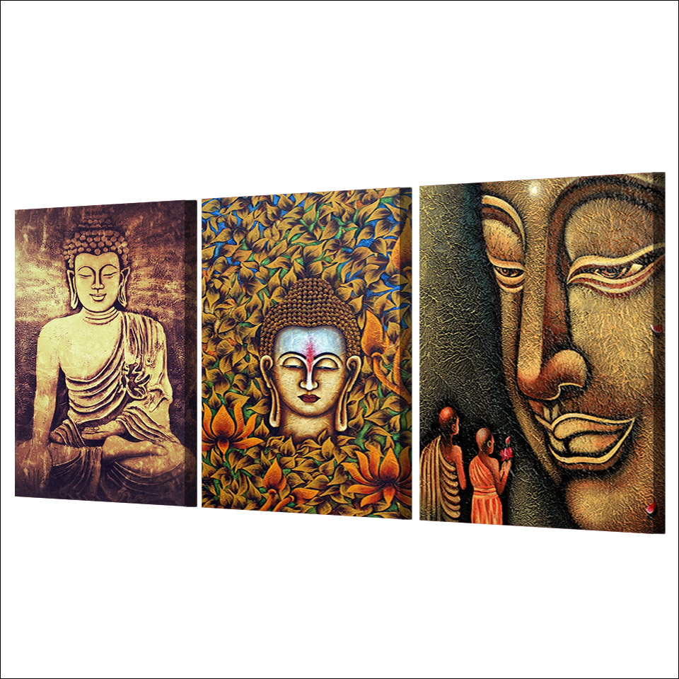 960x960 3 Piece Color Abstract Buddha Painting Hd Printed Poster Wall Art - Buddha Painting Abstract