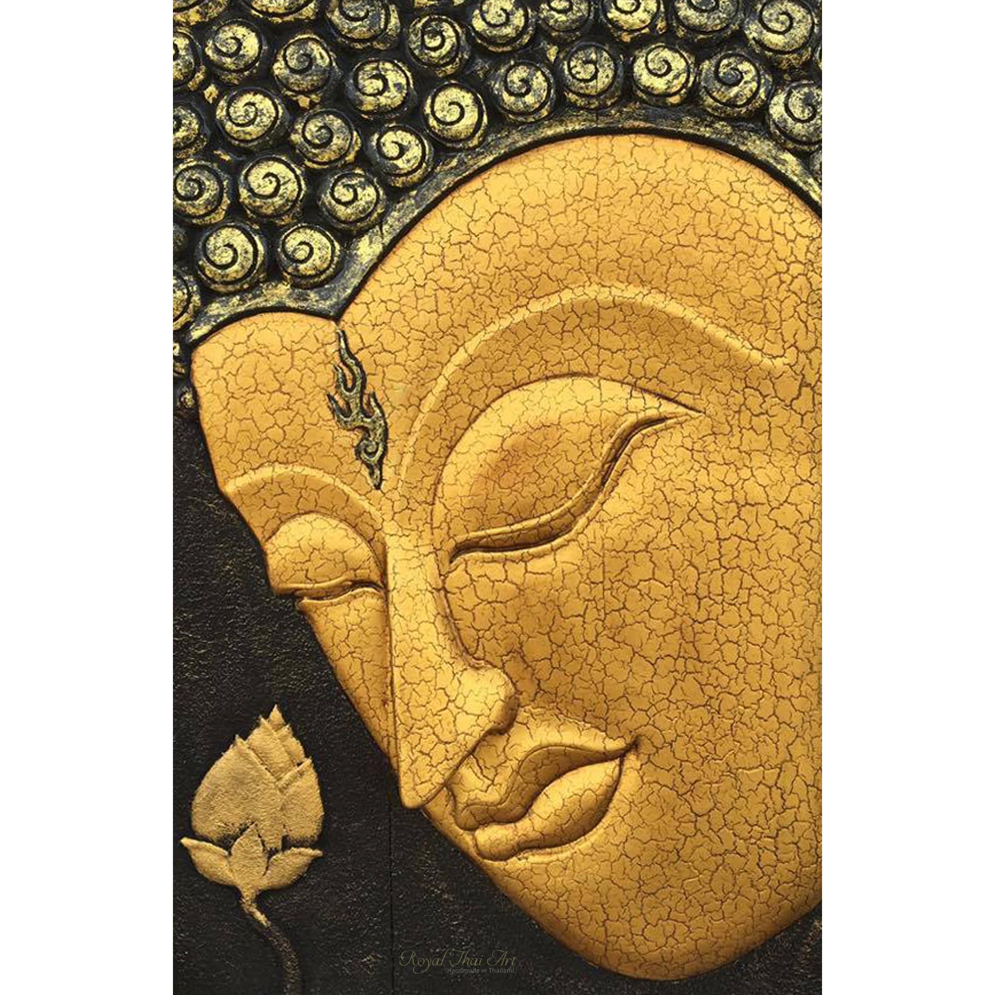 2048x2048 Gautama Buddha Painting Lotus Wood Carved Artwork Royal Thai Art - Buddha Painting On Canvas