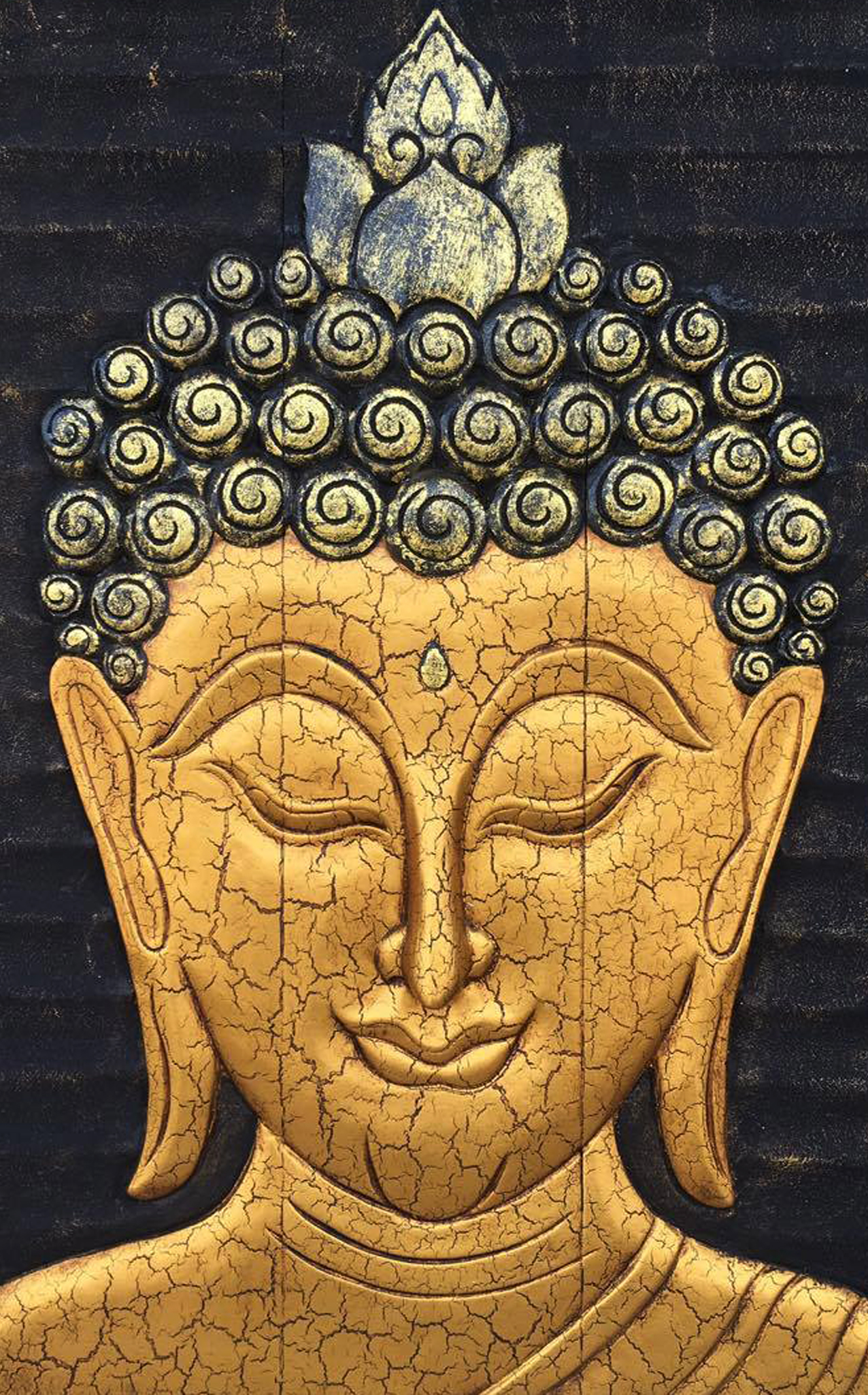 1276x2048 Gold Buddha Painting Amp Carved Wood Wall Art For Sale Royal Thai Art - Buddha Painting On Canvas