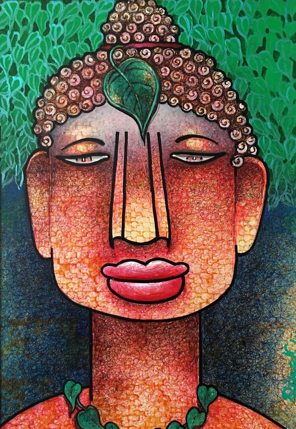 968x1400 Modern Art - Buddha Painting On Canvas