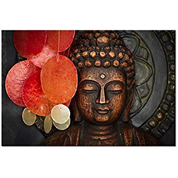 350x350 Buddha Canvas Wall Art Wood Buddha Statue Canvas - Buddha Painting On Canvas