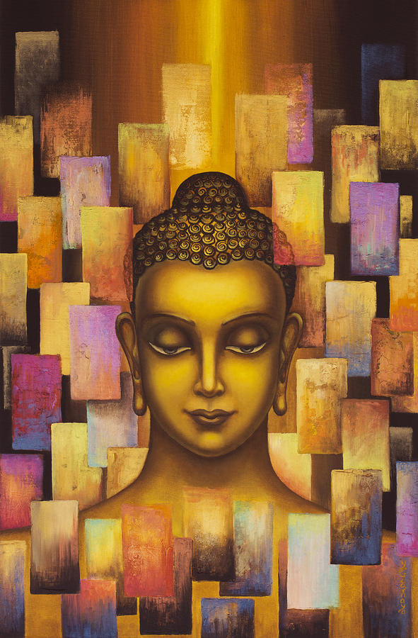 591x900 Buddha. Rainbow Body Painting By Yuliya Glavnaya - Buddha Portrait Painting