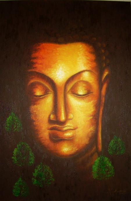 450x691 Divine Buddha By Artist Madhumita Bhattacharya Portrait Art - Buddha Portrait Painting