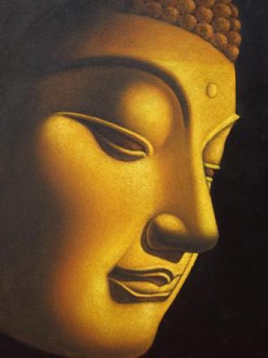 390x520 Original Paintings Golden Buddha Oil Paintings - Buddha Portrait Painting