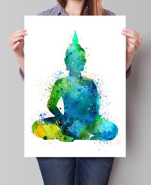 491x600 Buddha Watercolor, Buddha Painting, Yoga Art Print, Buddha Art - Buddha Watercolor Painting