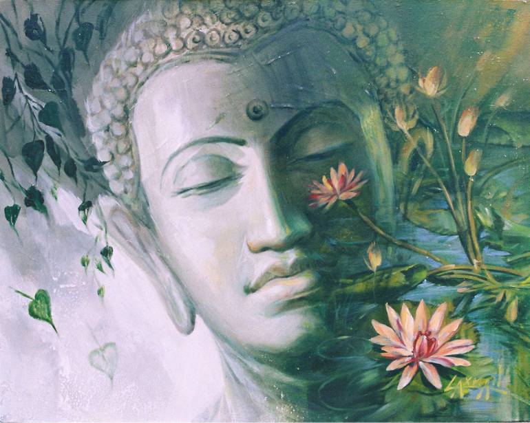 770x615 Saatchi Art Buddha Painting By Laxman Kumar - Buddha Watercolor Painting