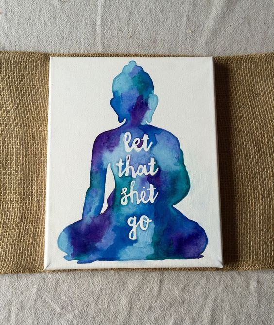 564x669 Watercolor Buddha Let That Shit Go Canvas By Thudart On Etsy - Buddha Watercolor Painting