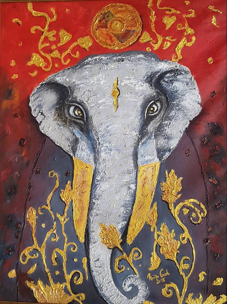 770x1033 Saatchi Art Der Buddhistische Elefantthe Buddhist Elephant - Buddhist Painting
