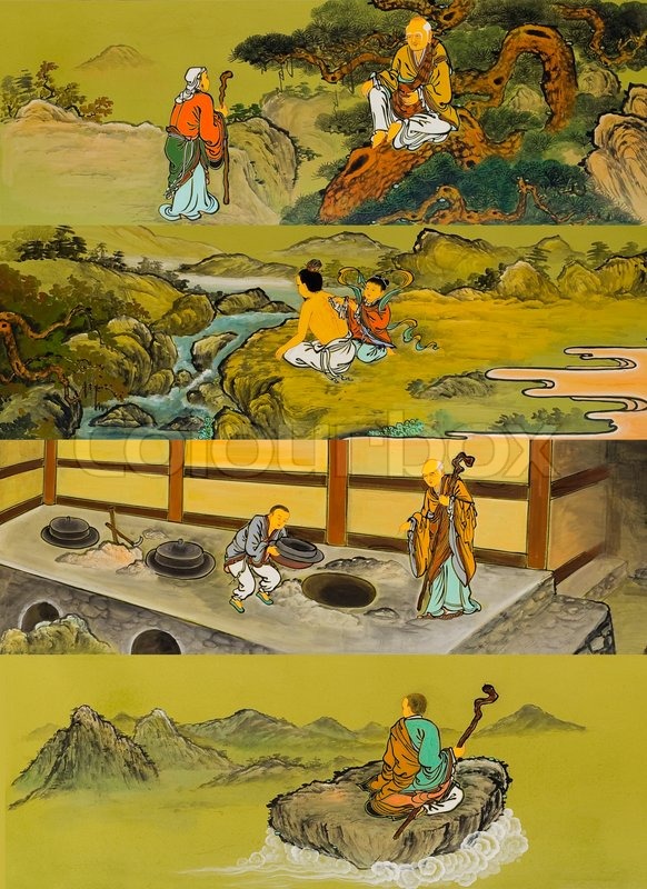 582x800 The Old Traditional Buddhist Painting On Wall In Temple - Buddhist Painting